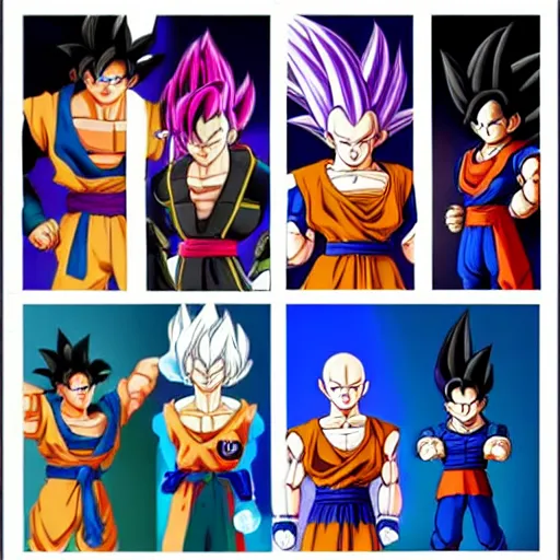 Image similar to disney style, dragon ball z characters