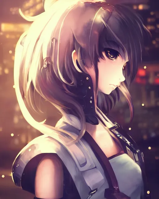 Image similar to portrait of anime girl in mechanic armor in night tokyo by makoto sinkai, perfect face, fine details