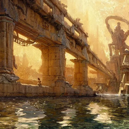 Prompt: underwater city, ancient greece, highly detailed painting by gaston bussiere, craig mullins, j. c. leyendecker 8 k