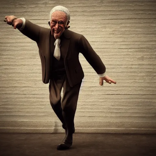 Image similar to old man dancer, full body, hyper realistic, photoreal render, octane render, trending on artstation