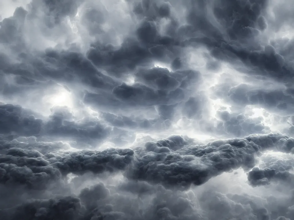 Image similar to supercells, landscapes, super storm, over the clouds, craig mullens, cinema 4 d, sci - fi, moody, atmospheric, cinematic, very high complexity, 4 k