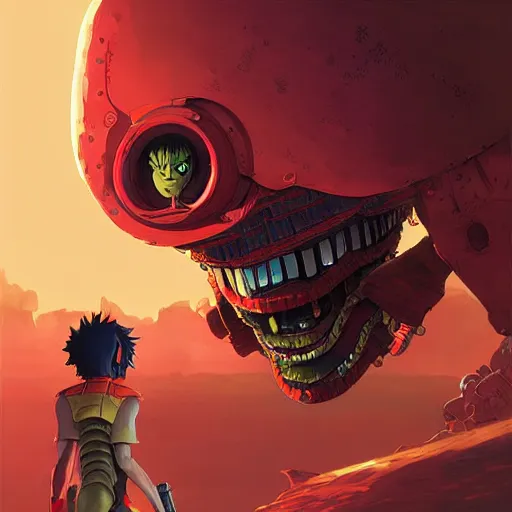 Image similar to alien robot luffy, thief, by isaac asimov and marc simonetti