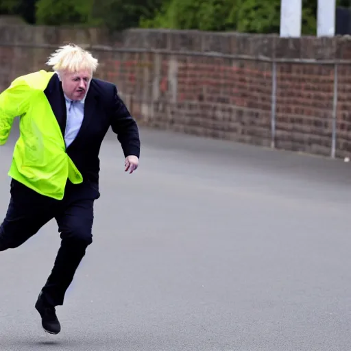 Prompt: Photo of Boris Johnson running