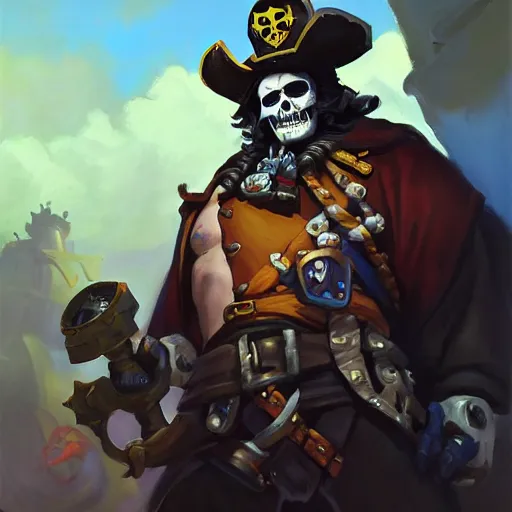 Image similar to greg manchess portrait painting of partially armored undead pirate captain lechuck as overwatch character, medium shot, asymmetrical, profile picture, organic painting, sunny day, matte painting, bold shapes, hard edges, street art, trending on artstation, by huang guangjian, gil elvgren, ruan jia, greg rutkowski, gaston bussiere