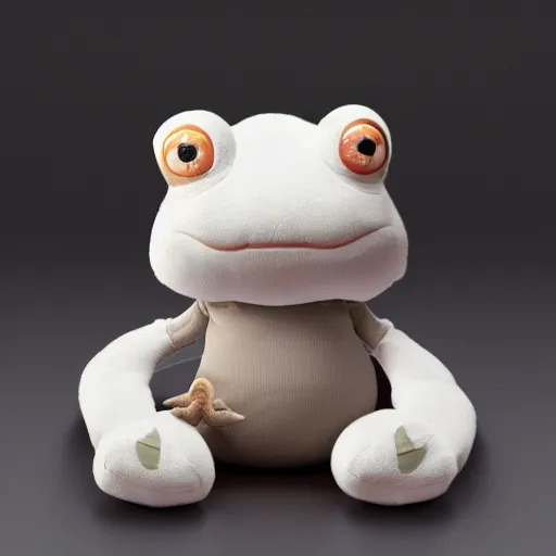 Prompt: cute fumo plush of a relaxed froggirl who takes everything in stride, studio lighting, outline glow, vray