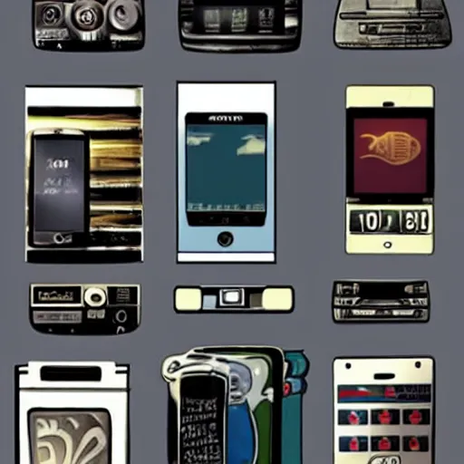 Prompt: smartphones from 2001