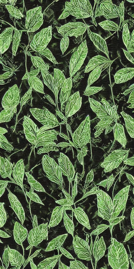 Prompt: highly detailed over dimensional green leaves with black vaines
