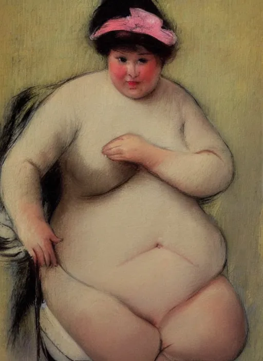 Prompt: vintage beautiful painting of a fat cat in mary cassatt style