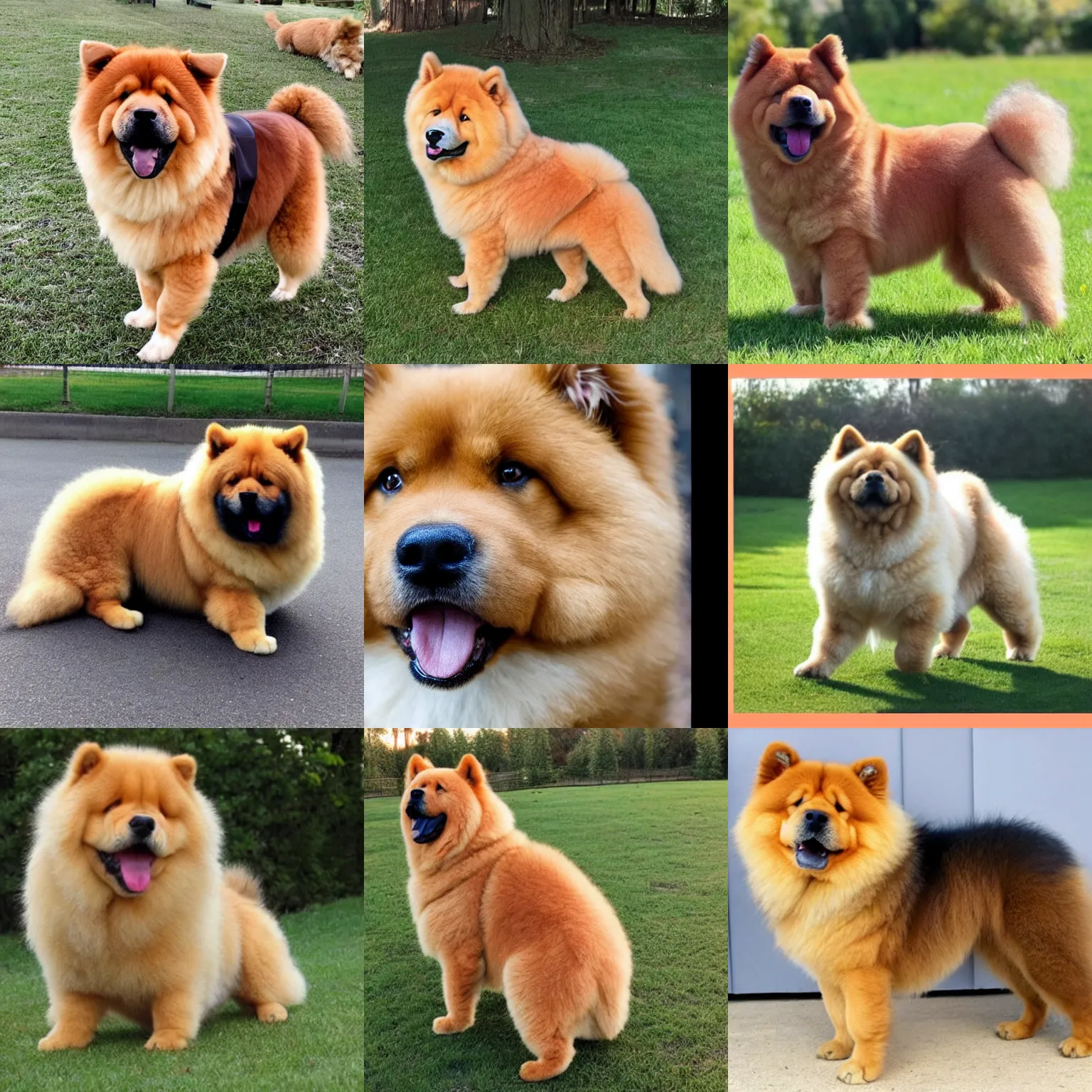 Prompt: a photo of a mix between a chow chow and a sheltie