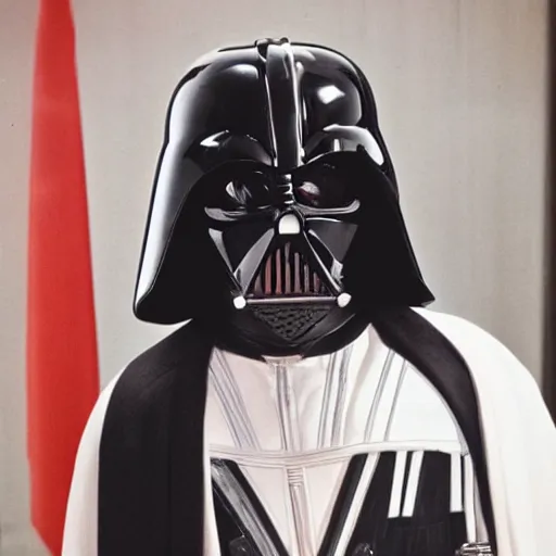 Prompt: Vladimir putin in costume of Darth Vader. Shot from movie Star Wars.