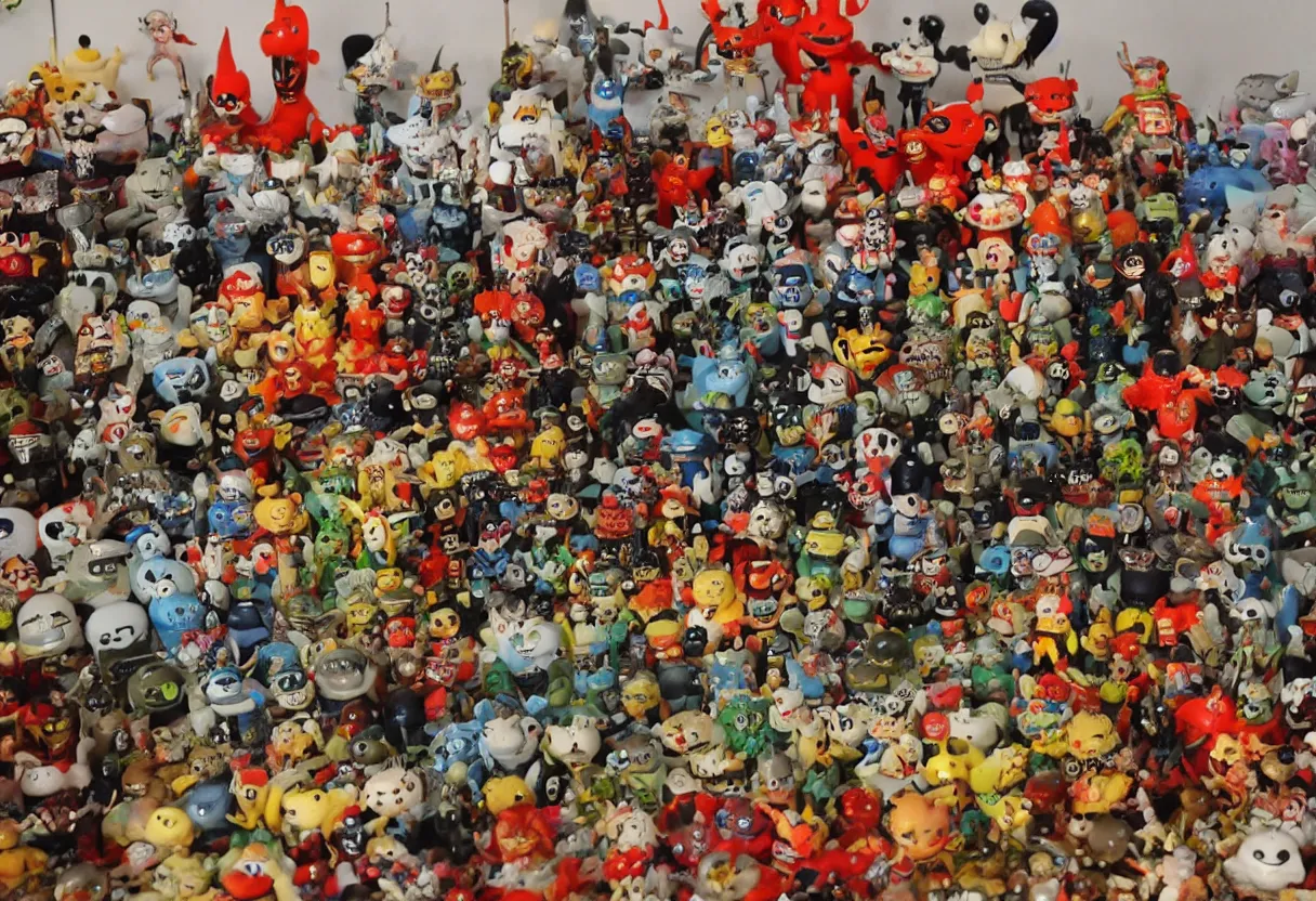 Image similar to vintage collection of 1 9 6 0 s japanese monster toys on display