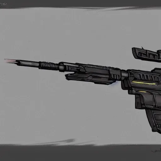 Prompt: Concept art of a halo battle rifle