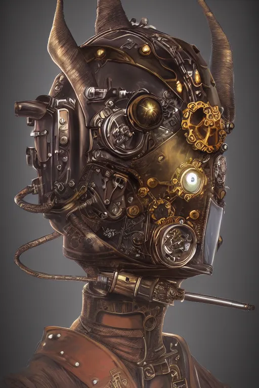 Image similar to steampunk helmet fantasy art mask robot ninja stylized digital illustration sharp focus, elegant intricate digital painting artstation concept art global illumination ray tracing advanced technology chaykin howard and campionpascale and cooke darwyn and davis jack