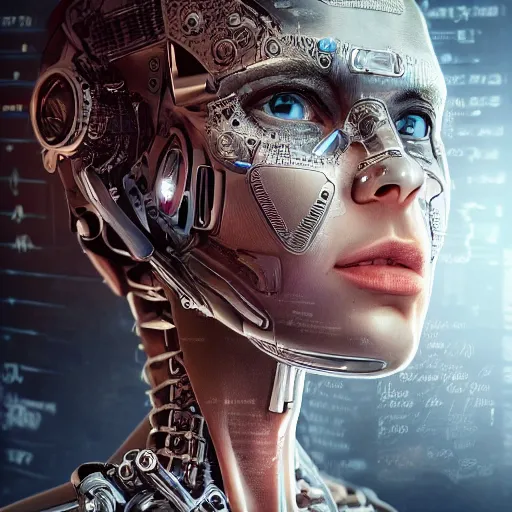 Image similar to photorealistic detailed picture, extreme, uhdr, book called the most influental cyborg in 2 0 5 0, fine details, highly detailed, intricate, smooth sharp focus