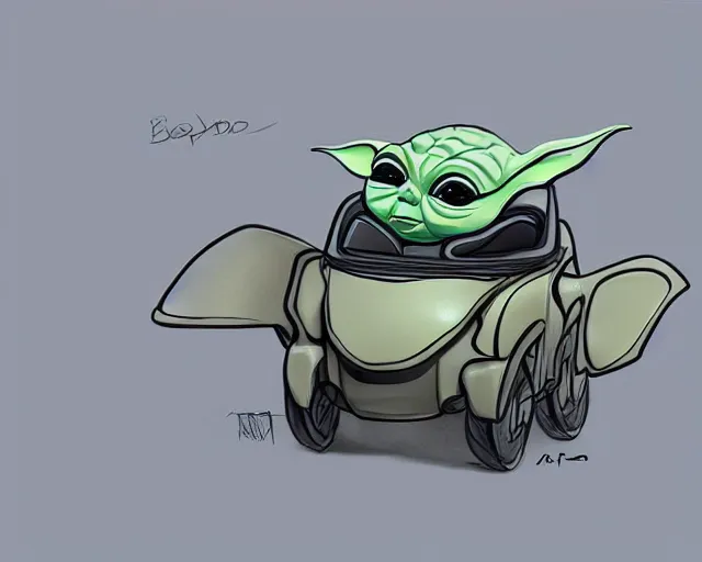 Image similar to car design in the style of baby yoda, amazing concept art, award - winning photorealistic illustration hdr 8 k