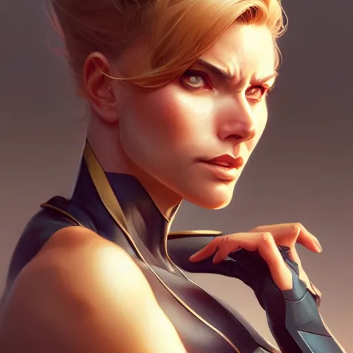 Prompt: longshot 3 / 4 view of a portrait of woman marvel character, confident pose, sharp focus, illustration, highly detailed, concept art, matte, trending on artstation, anime, art by wlop and artgerm and greg rutkowski, hajime sorayama h 6 4 0