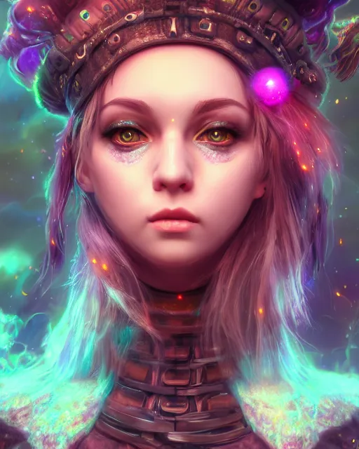 Prompt: ultradetailed rpg character portrait of a cute nebulapunk witch, digital art,, intricate, sharp focus, trending on artstation hq, deviantart, volumetric lighting, unreal engine, octane render