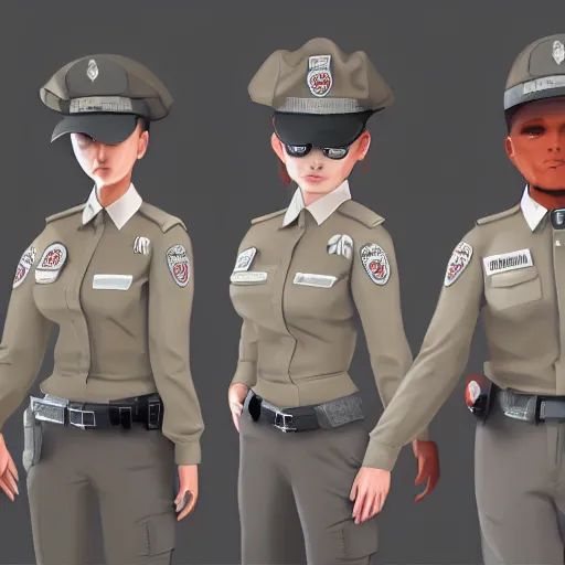 Image similar to ( ( beige ) ) uniform and caps zombie security officers trending on artstation very high detail 4 k 8 k hd