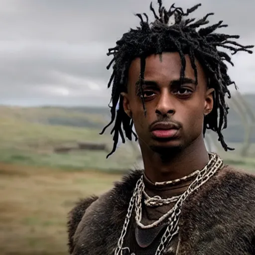 Image similar to playboi carti in vikings 4 k the detailed super realistic