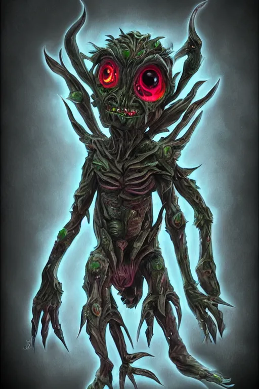 Image similar to a humanoid figure plant goblin with large glowing eyes, highly detailed, digital art, sharp focus, trending on art station, artichoke, anime art style