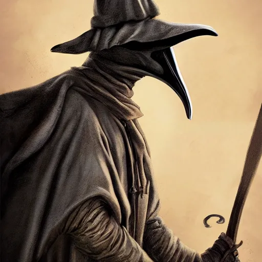 Prompt: plague doctor holding a huge scythe, plague doctor mask, monster design, fantasy. illustration, hyperdetailed, artstation, cgsociety, 8 k