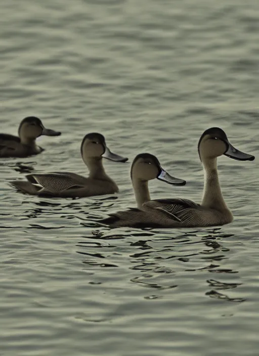 Image similar to old grainy photo of ducks forming a triangle shape