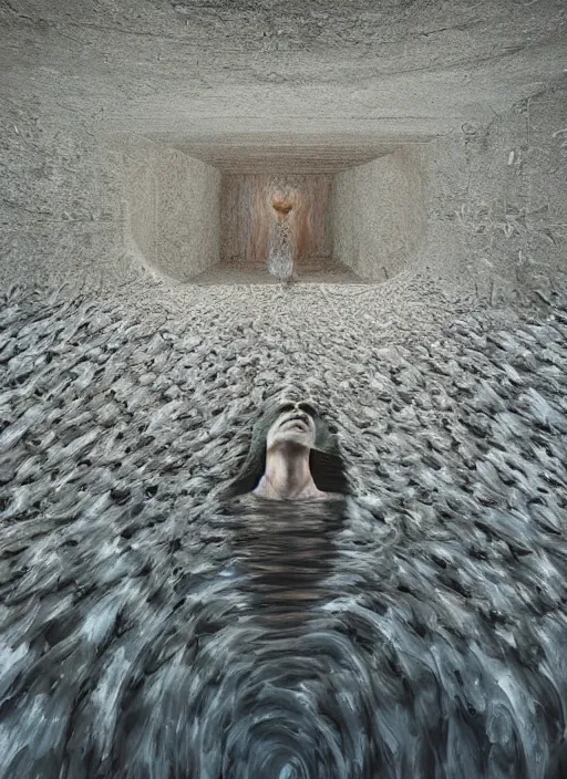 Image similar to the expansion of self realization while tipping hallucinogenic dmt, space and time bending into a vortex of subjective reality, event horizon from within, sean yoro, zdzisław beksinsk