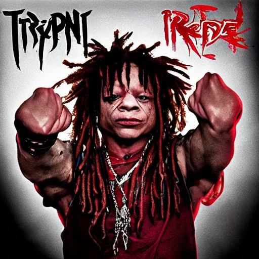 Prompt: Trippie Redd album cover, rage dark ominous