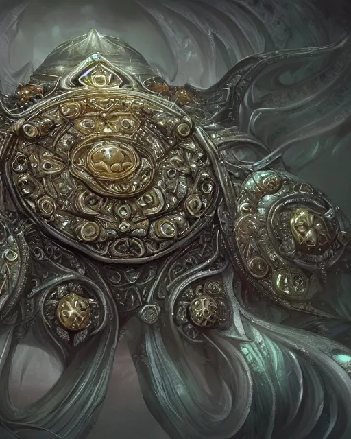 Prompt: close up of an amulet, fantasy, intricate, elegant, highly detailed, digital painting, artstation, concept art, smooth, sharp focus, illustration