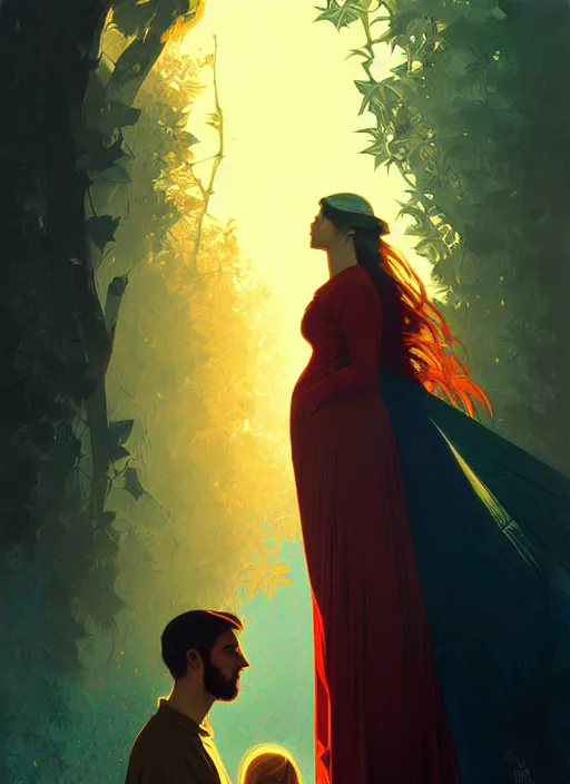 Image similar to contre - jour old couple highly detailed, high quality, digital painting, alena aenami, lilia alvarado, shinji aramaki, karol bak, alphonse mucha, tom bagshaw