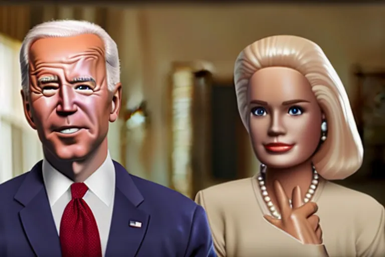 Image similar to film still frame of biden in barbie, by Jaap Buitendijk