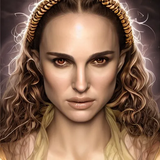 Image similar to a detailed fantasy character portrait of natalie portman as medusa by lauri blank, artgerm, evelyn de morgan, 8K, 50mm lens