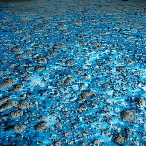 Prompt: Blue acid spilled on floor