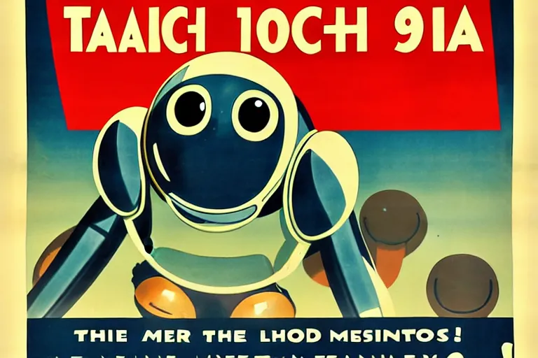 Prompt: 1940s poster,tachikoma