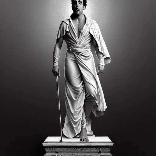 Image similar to ultra realistic illustration, a statue of glorious god jerry seinfeld, intricate, elegant, highly detailed, digital painting, artstation, concept art, smooth, sharp focus, illustration, art by artgerm and greg rutkowski and alphonse mucha