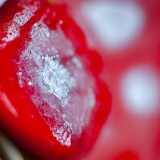 Image similar to extreme close up on an red lollipop, 120mm macro lens, detailed