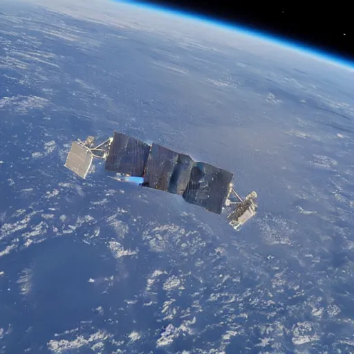 Prompt: view from the international space station window as a large asteroid strikes the surface of the earth.