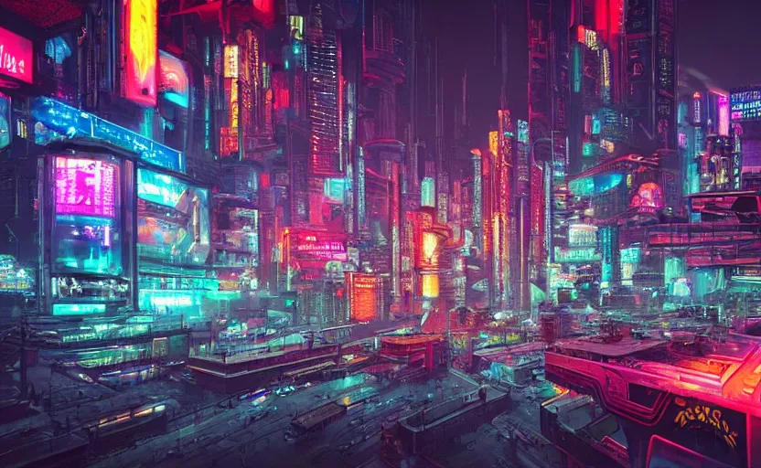 Image similar to cyberpunk Russian city, realistic, very detailed, many neon lights