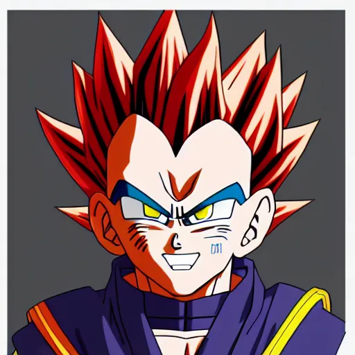 Image similar to fusion of vegeta and naruto, digital art, high quality anime artstyle, intricate