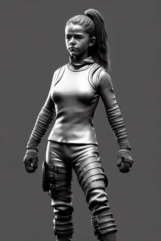 Image similar to a highly detailed zbrush sculpt of athletic girl in light leather armor, high contrast, cinematic light, featured on artstation, octane render, path tracing, sharp focus, 4 k