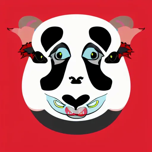 Image similar to vector art of welsh dragon and panda mixed, intercrossed, chimera, adobe illustrator