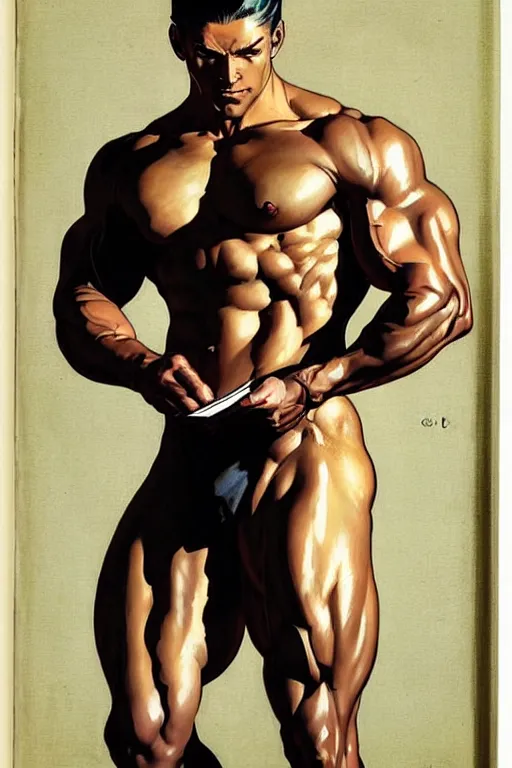 Prompt: attractive man reading book, muscular, painting by j. c. leyendecker, yoji shinkawa, katayama bokuyo