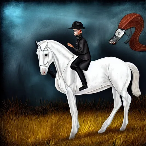 Prompt: a horse detective, digital art