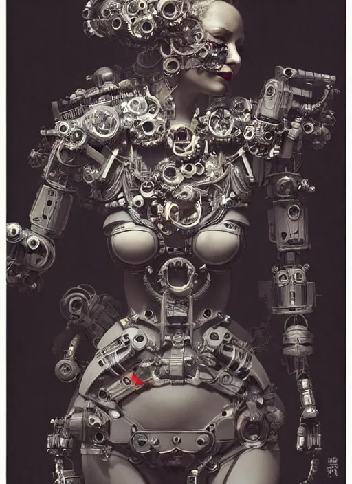 Image similar to portrait of a seductive cybernetic latex geisha mechs, modern fine art, fractal, in the style of ghosts in the machine, intricate ornaments, elegant, highly detailed, digital photography, subsurface scattering, by greg rutkowski,