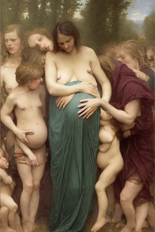 Image similar to pregnant woman on funeral, by Alyssa Monks, Bouguereau