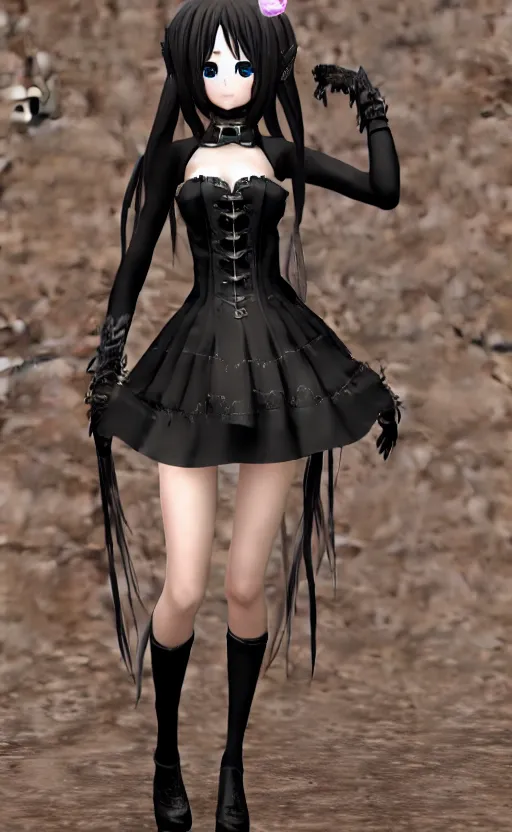 Image similar to !dream Anime girl figure in gothic dress, unreal engine, highly detailed.