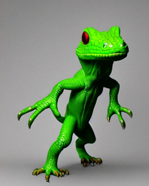 Image similar to full body 3d render of funko pop lizard character with super powers as a funko pop, studio lighting, white background, blender, trending on artstation, 8k, highly detailed