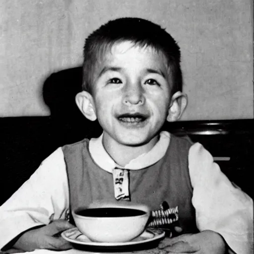 Image similar to anthony fauci as a young child drinking chinese tea