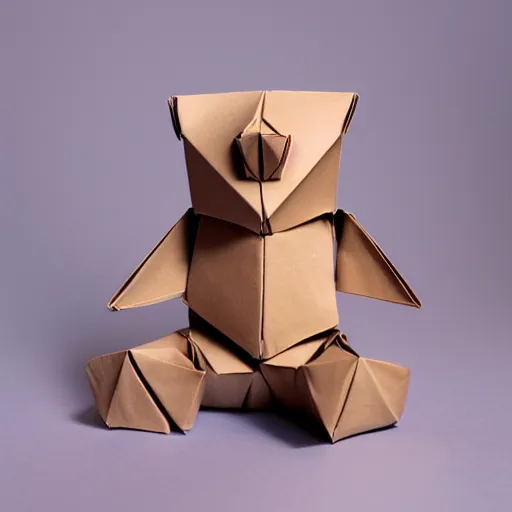 Image similar to an origami bear in cartoon style