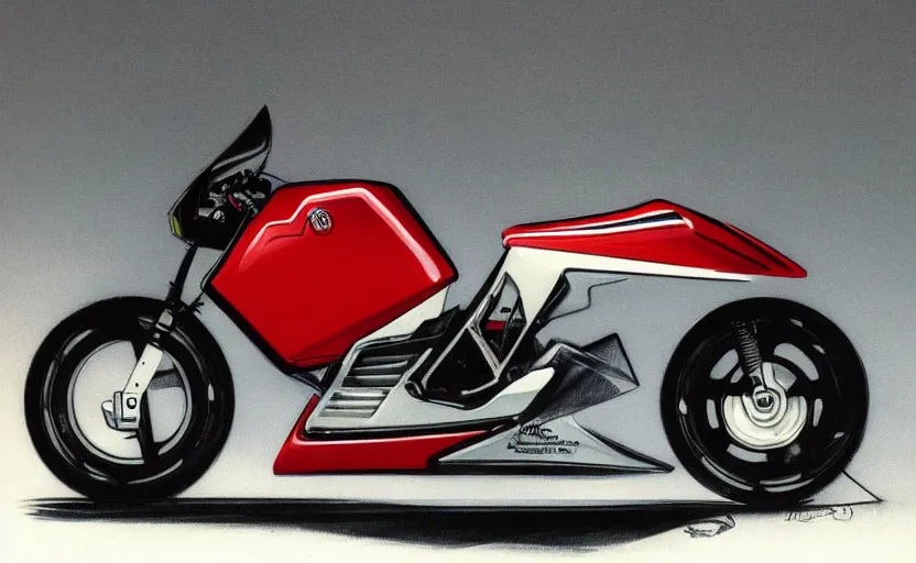 Prompt: 1 9 8 0 s honda sport motorcycle concept, sketch, art,